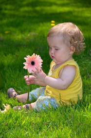 SleepTalk toddler with flower